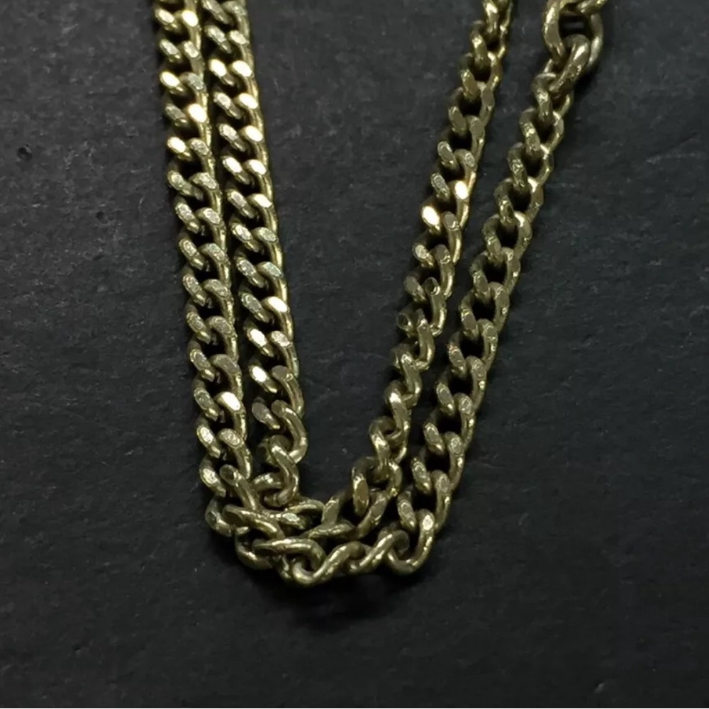 CHANEL CC Logo Border Pattern Silver Tone Pendant Necklace bicolor - Picture 6 of 9
